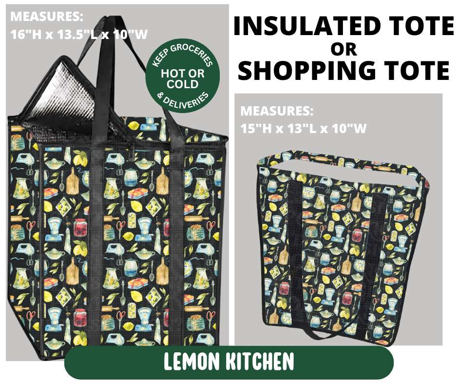 Preorder! Closes 10/7. ETA Jan. Lemon Kitchen Shopping & Insulated Tote