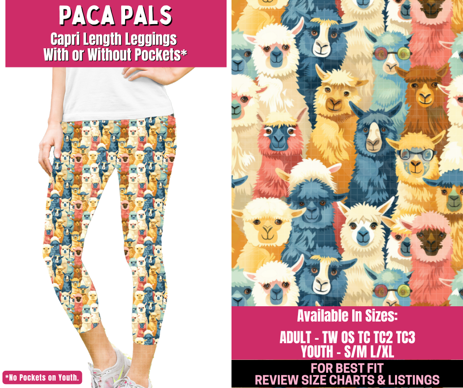 Preorder! Closes 12/31. ETA March. Paca Pals Full Length Capri Length Leggings w/wo Pockets