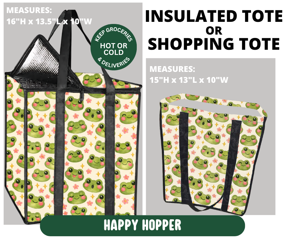 Preorder! Closes 10/7. ETA Jan. Happy Hopper Shopping & Insulated Tote