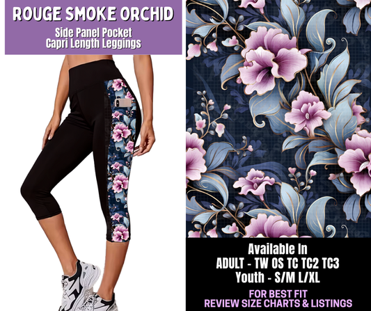 Preorder! Closes 12/18. ETA March. Rouge Smoke Orchid Side Panel Pocket Capri Length Leggings