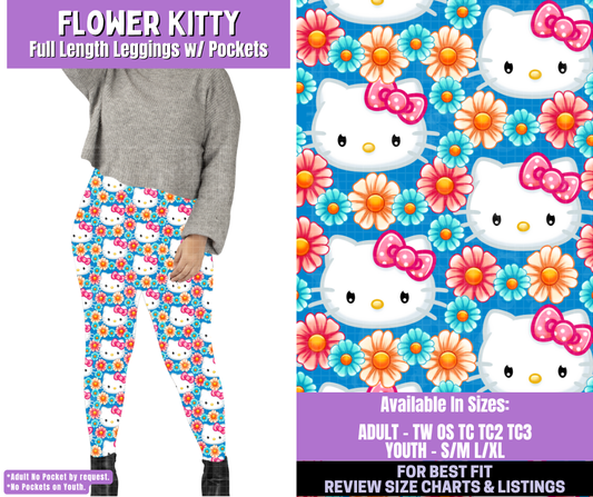Preorder! Closes 1/5. ETA March. Flower Kitty Full Length Leggings w/wo Pockets
