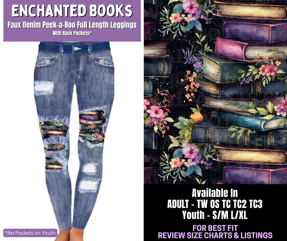 Preorder! Closes 12/18. ETA March. Enchanted Books Full Length Faux Denim Peekaboo