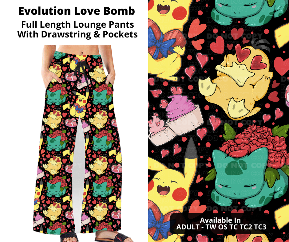 Preorder! Closes 11/28. ETA Feb. Evolution Love Bomb Full Length Lounge Pants