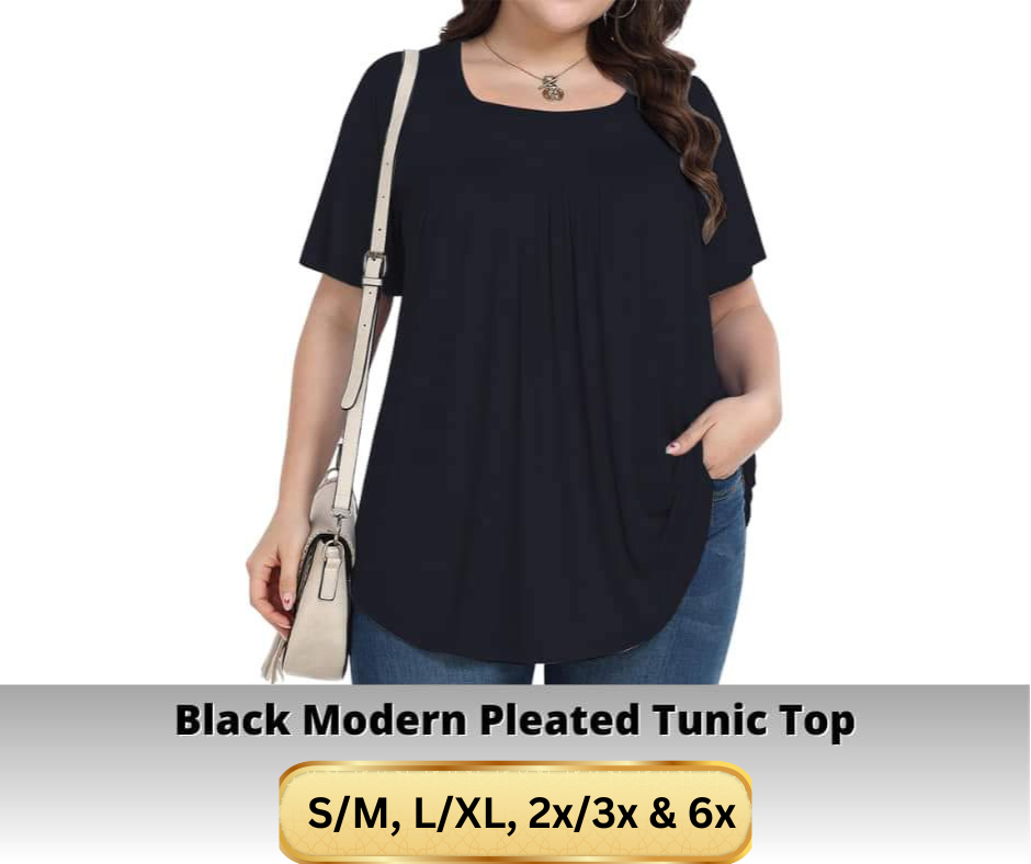 Black Pleated Tunic Top