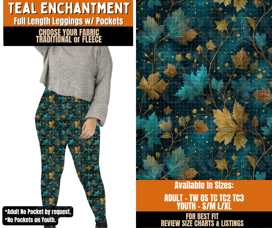 Preorder! Closes 11/2. ETA Feb. Teal Enchantment Leggings Choose Fleece or Traditional