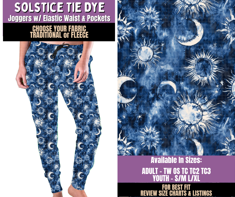 Preorder! Closes 9/23. ETA Dec. Solstice Tie Dye Joggers Choose Fleece or Traditional
