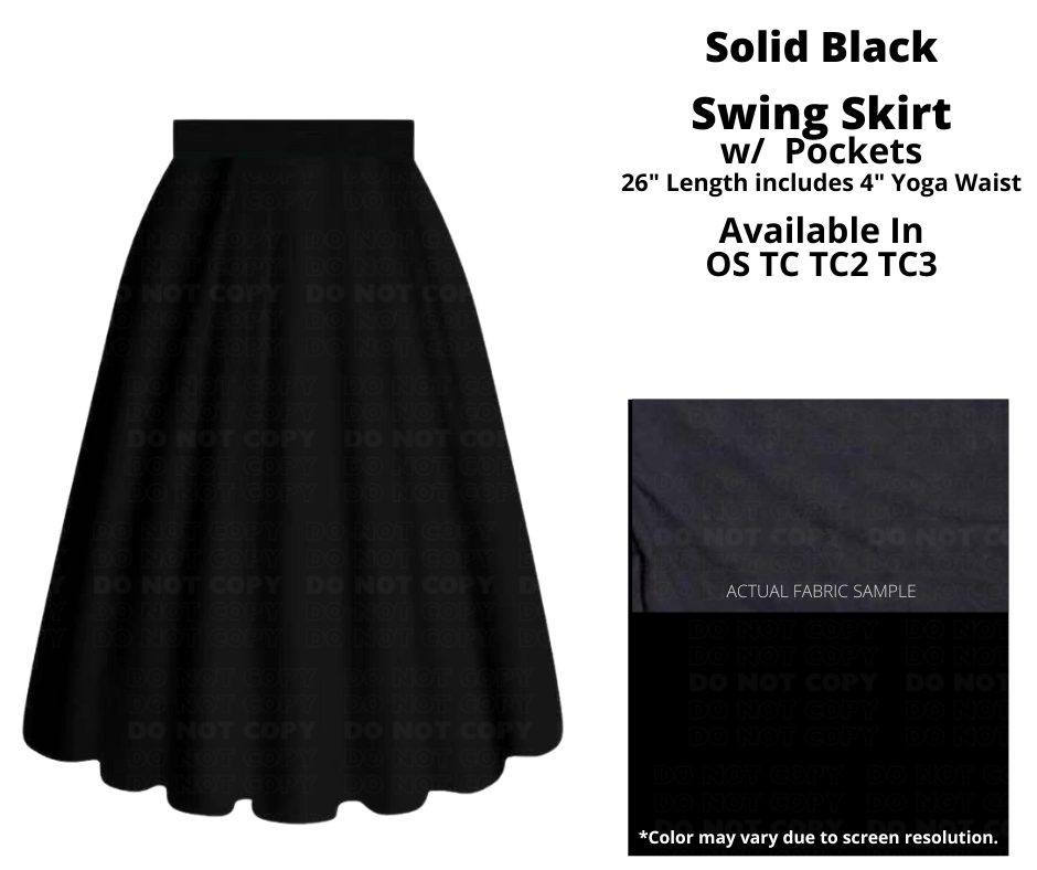 Preorder! Closes 12/24. ETA March. Solid Black Swing Skirt
