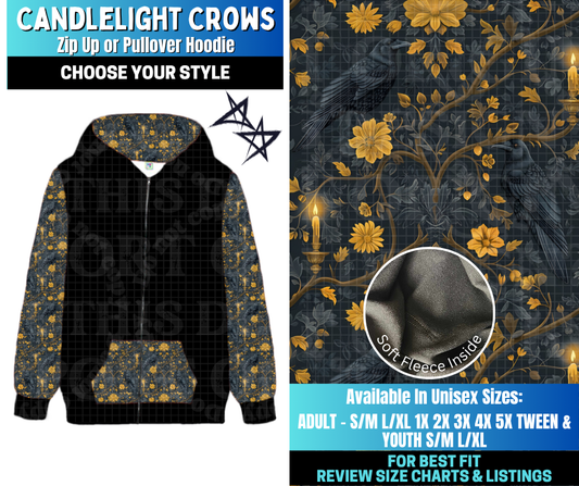 Preorder! Closes 12/17. ETA March. Candlelight Crows Zip-Up or Pullover Hoodie