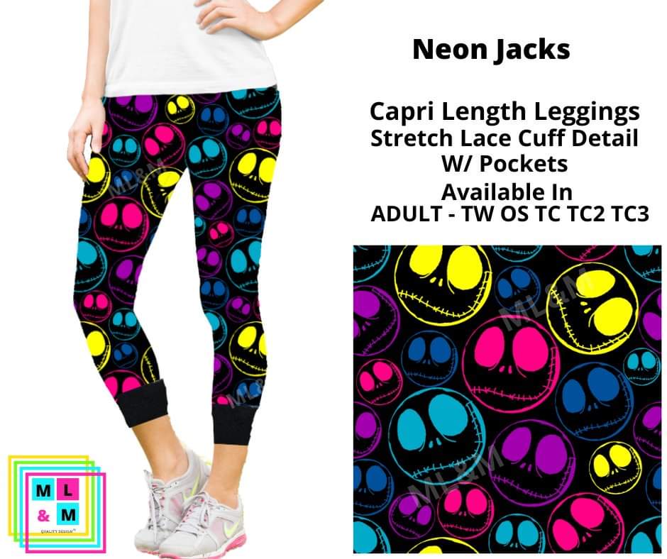 Neon Jacks Lace Cuff Capris w/ Pockets