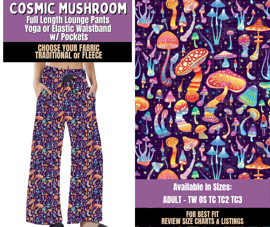 Preorder! Closes 9/23. ETA Dec. Cosmic Mushroom Lounge Pants Choose Fleece or Traditional