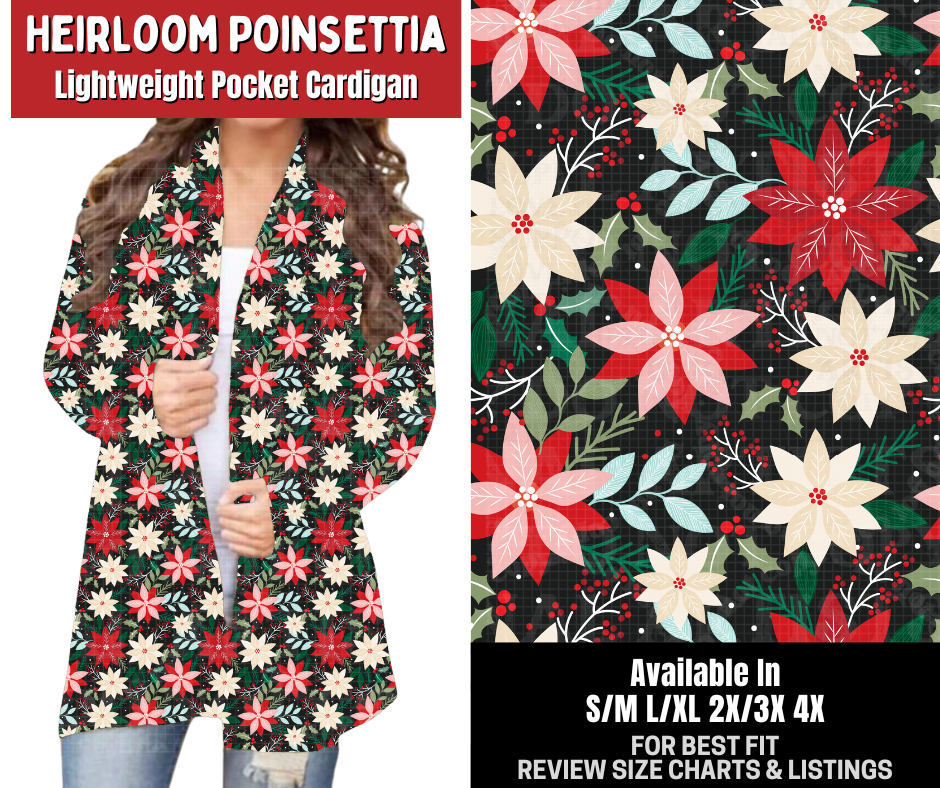 Preorder! Closes 8/31. ETA Dec. Heirloom Poinsettia Cardigan