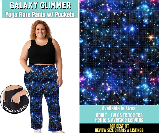 Preorder! Closes 6/25. ETA Sept. Galaxy Glimmer Yoga Flare Pants
