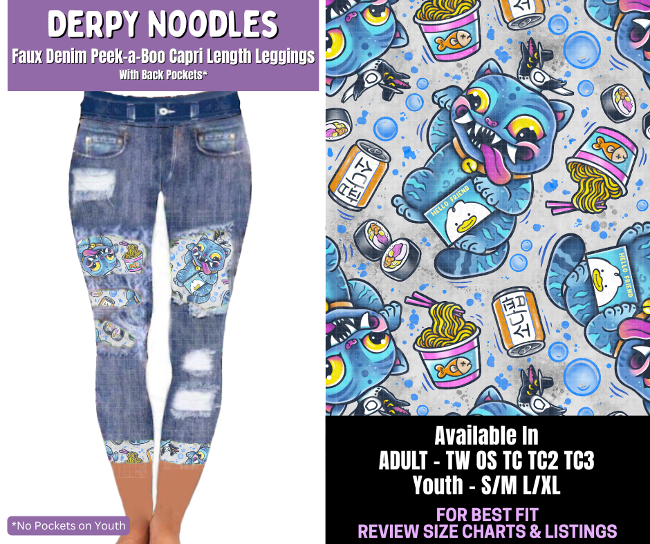 Preorder! Closes 12/18. ETA March. Derpy Noodles Capri Faux Denim Peekaboo