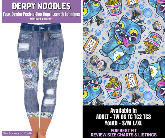 Preorder! Closes 12/18. ETA March. Derpy Noodles Capri Faux Denim Peekaboo