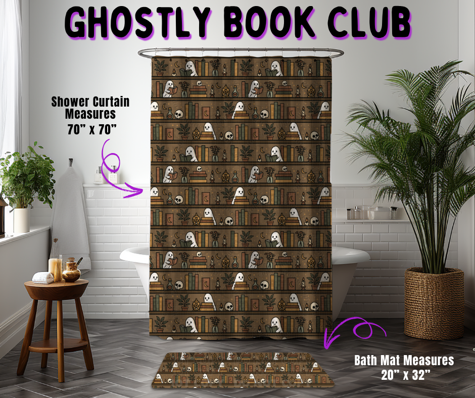 Preorder! Closes 10/21. ETA Jan. Ghostly Book Club Custom Shower Curtain and/or Bath Mat