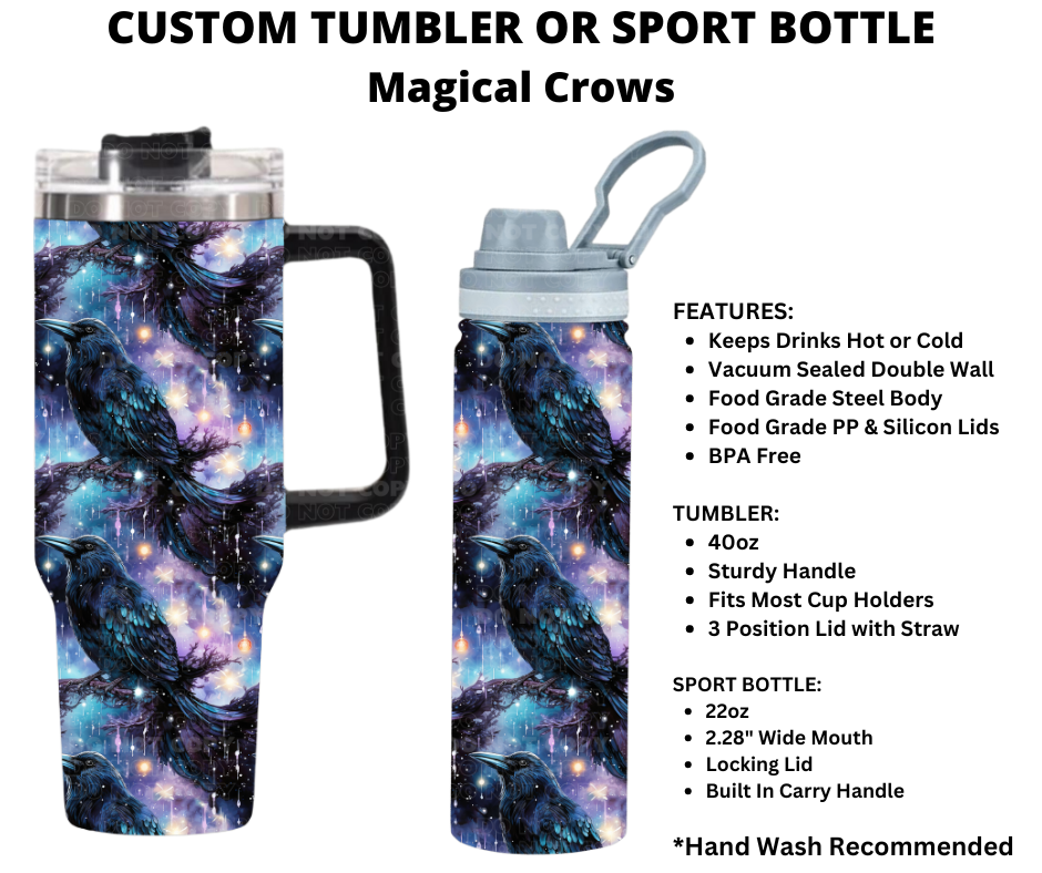 Magical Crows Custom Sport Bottle