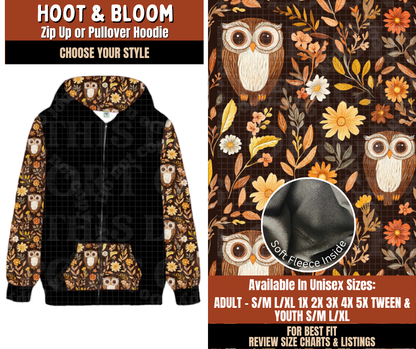 Preorder! Closes 7/20. ETA Oct. Hoot & Bloom Zip-Up or Pullover Hoodie