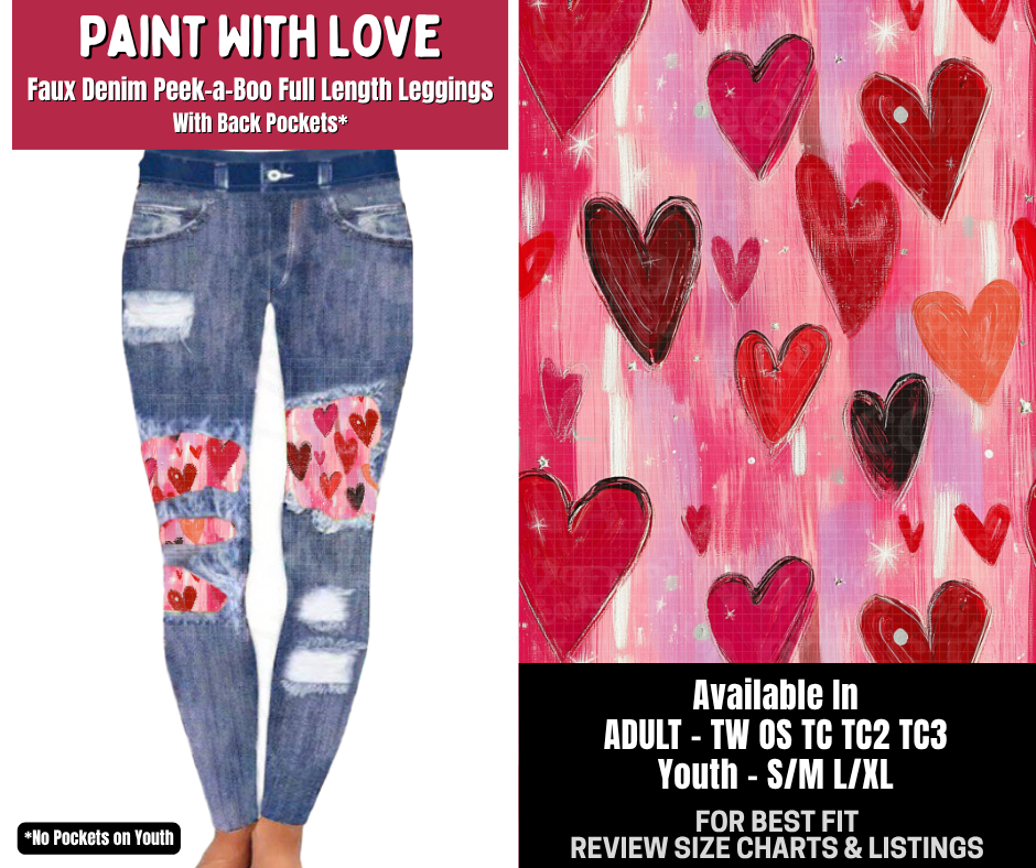 Preorder! Closes 10/14. ETA Jan. Paint With Love Full Length Faux Denim Peekaboo