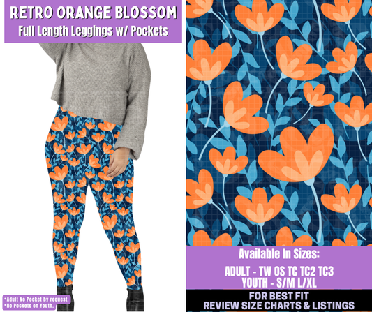 Preorder! Closes 1/5. ETA March. Retro Orange Blossom Full Length Leggings w/wo Pockets
