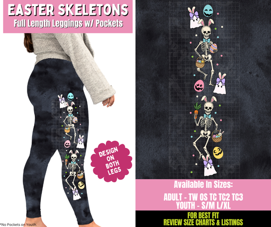 Preorder! Closes 1/21. ETA April. Easter Skeletons Full Length Leggings w/ Side Leg Designs