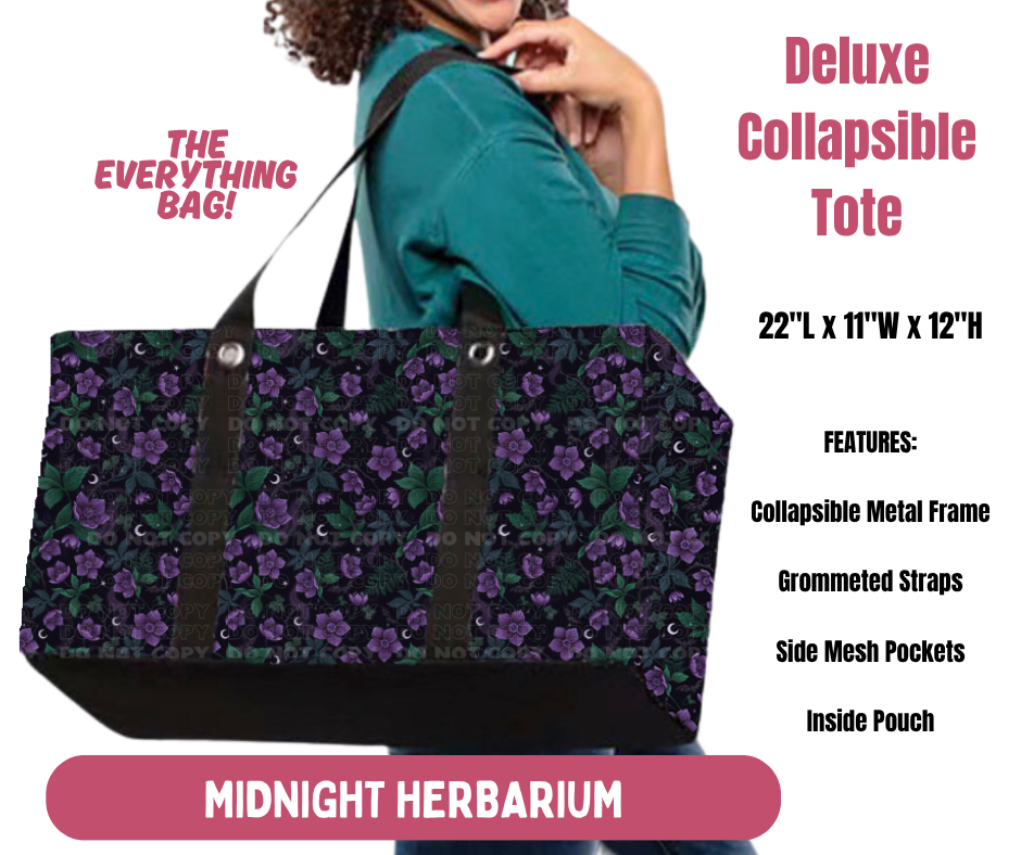 Preorder! Closes 10/8. ETA Jan. Midnight Herbarium Collapsible Tote