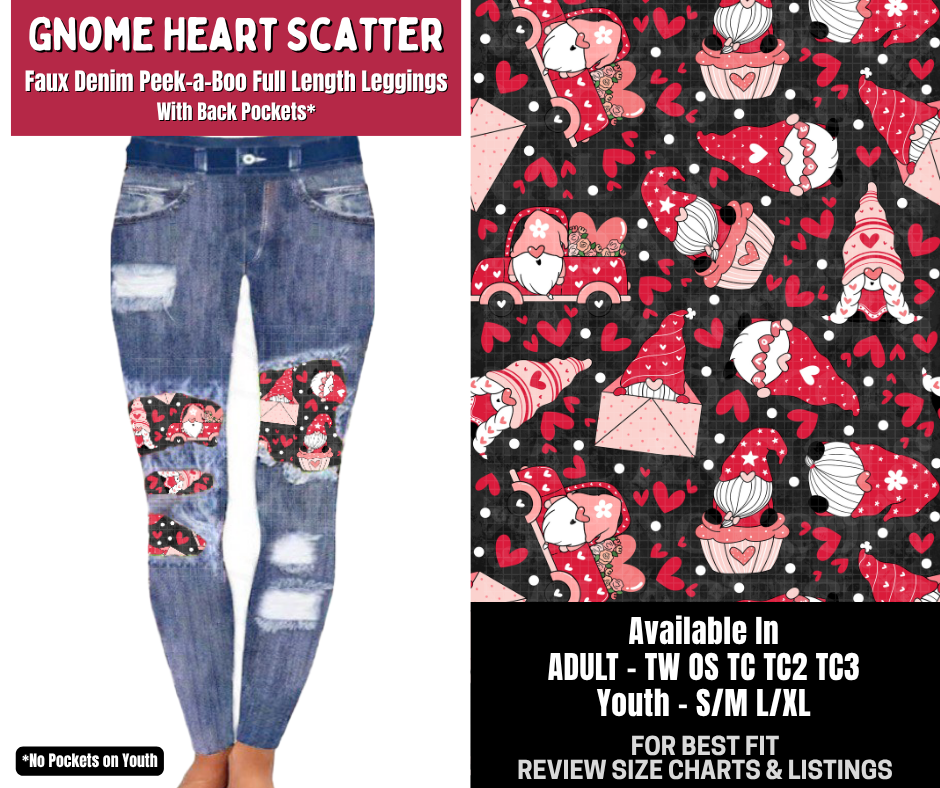 Preorder! Closes 10/14. ETA Jan. Gnome Heart Scatter Full Length Faux Denim Peekaboo