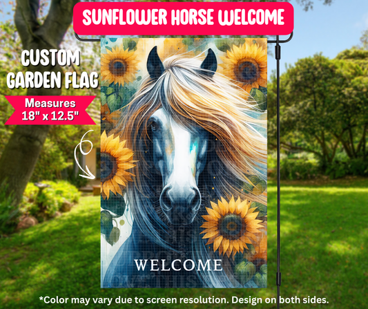 Preorder! Closes 12/25. ETA March. Sunflower Horse Welcome Garden Flag