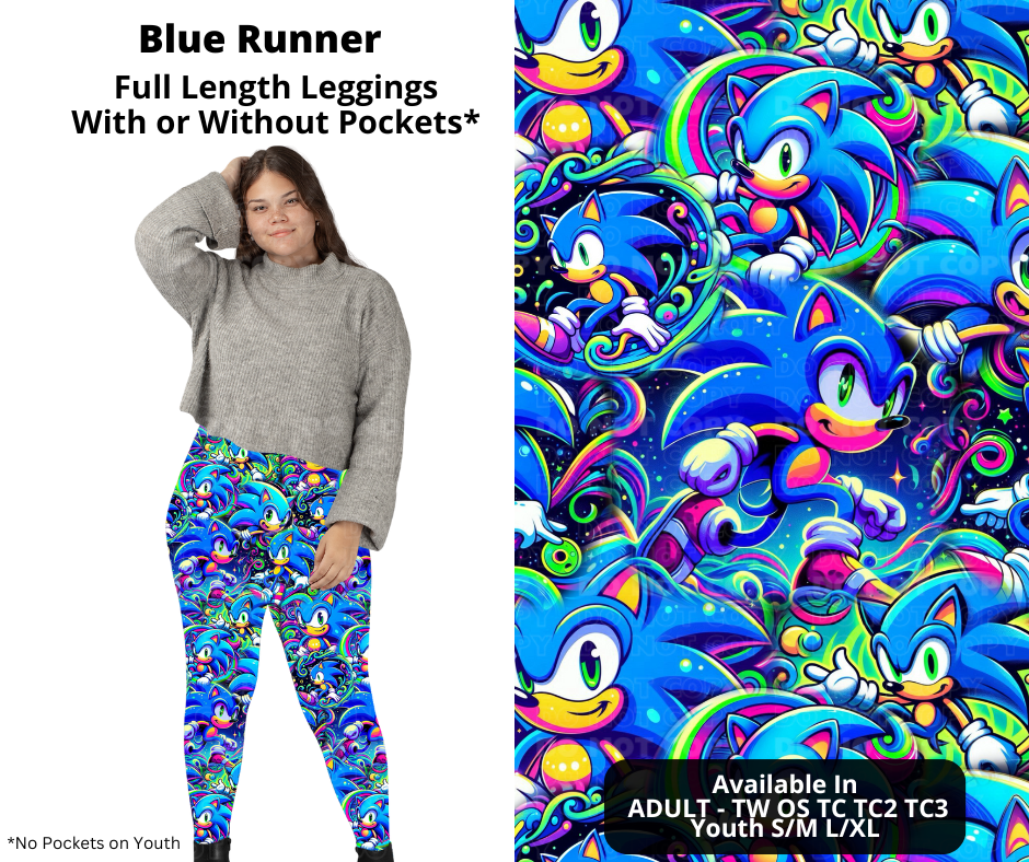 Preorder! Closes 11/27. ETA Feb. Blue Runner Full Length Leggings w/wo Pockets