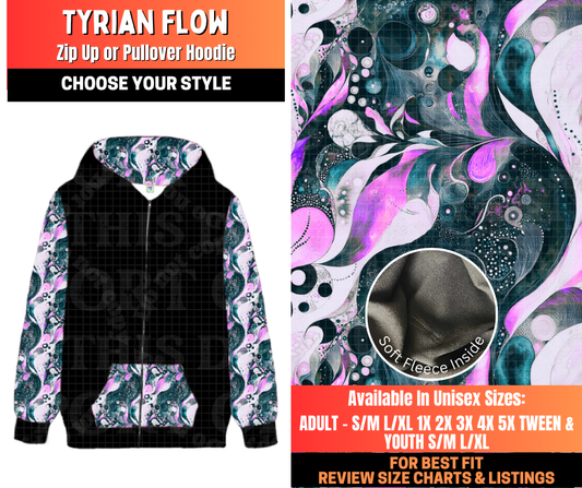 Preorder! Closes 12/29. ETA March. Tyrian Flow Zip-Up or Pullover Hoodie
