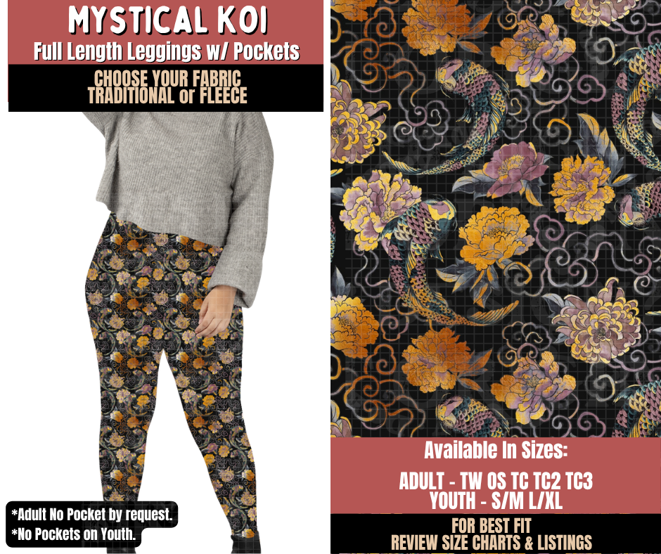 Preorder! Closes 10/22. ETA Jan. Mystical Koi Leggings Choose Fleece or Traditional