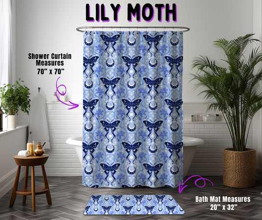 Preorder! Closes 10/21. ETA Jan. Lily Moth Custom Shower Curtain and/or Bath Mat