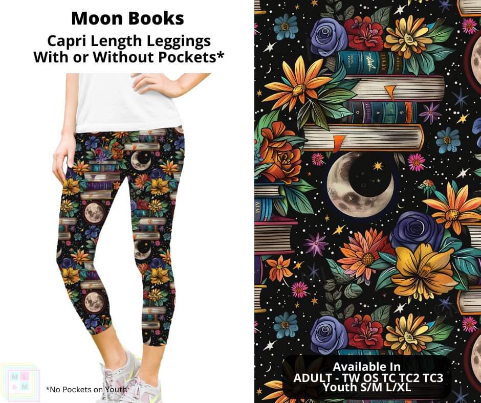 Moon Books Capri Length Leggings w/ Pockets