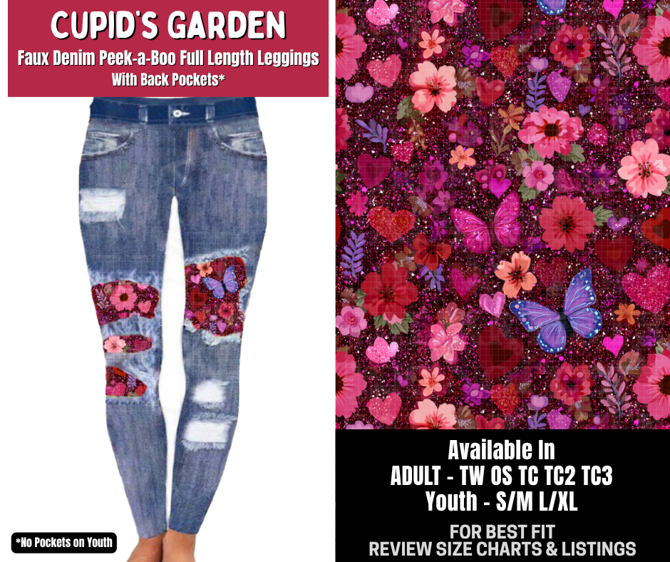 Preorder! Closes 10/14. ETA Jan. Cupid's Garden Full Length Faux Denim Peekaboo