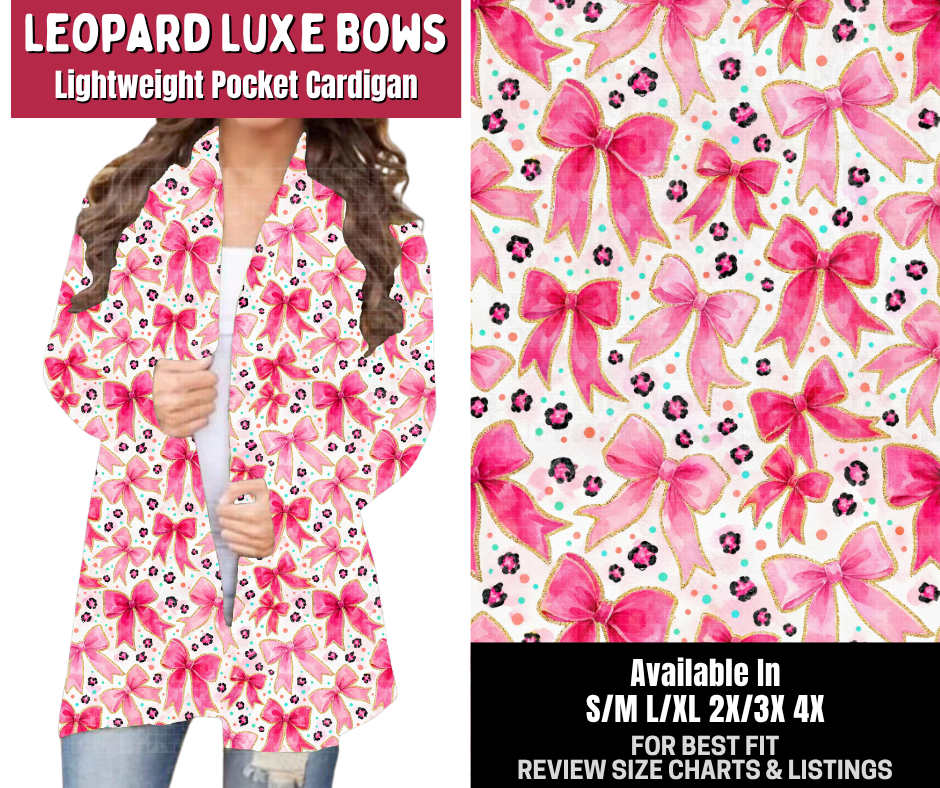 Preorder! Closes 10/14. ETA Jan. Leopard Luxe Bows Pocket Cardigan