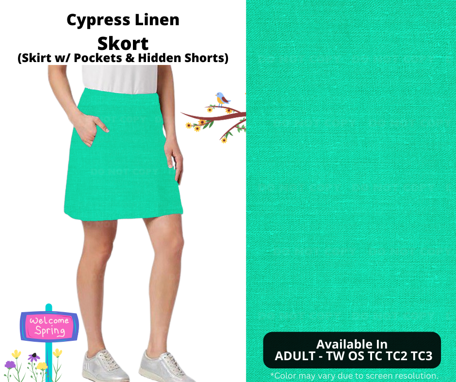 Preorder! Closes 1/15. ETA April. Cypress Linen Skort