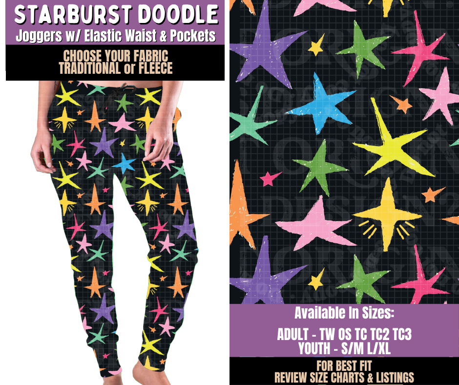 Preorder! Closes 9/23. ETA Dec. Starburst Doodle Joggers Choose Fleece or Traditional