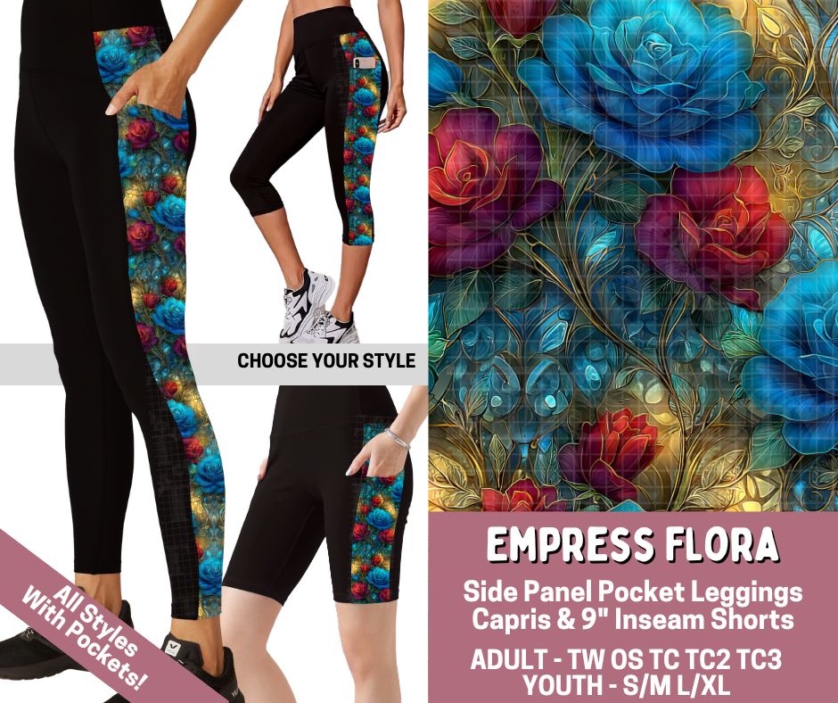 Preorder! Closes 6/4. ETA Sept. Empress Flora Combo Side Panel Legging Lengths