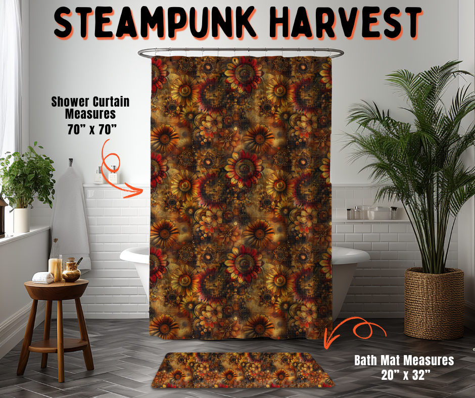 Preorder! Closes 6/10. ETA Sept. Steampunk Harvest Custom Shower Curtain and/or Bath Mat