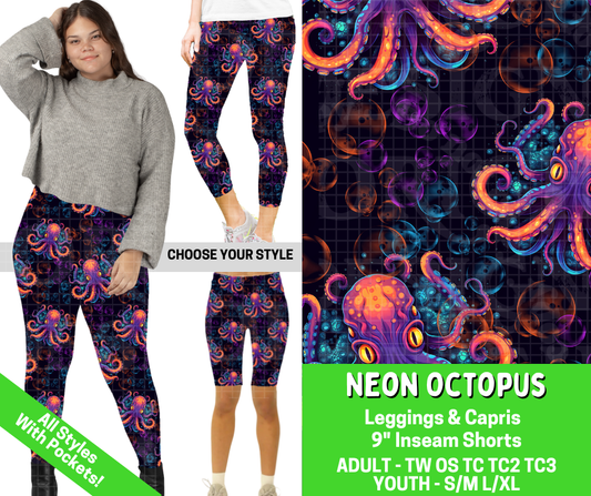 Preorder! Closes 2/25. ETA May. Neon Octopus Combo Legging Lengths