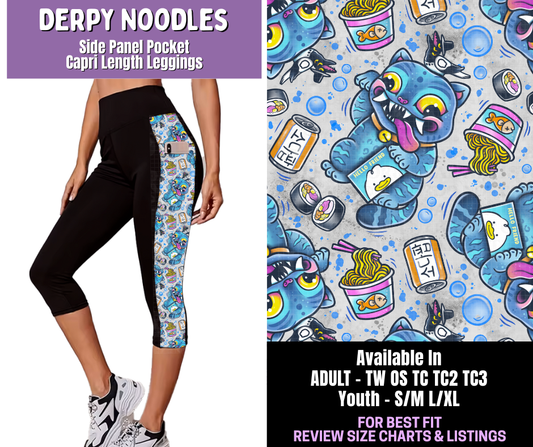 Preorder! Closes 12/18. ETA March. Derpy Noodles Side Panel Pocket Capri Length Leggings
