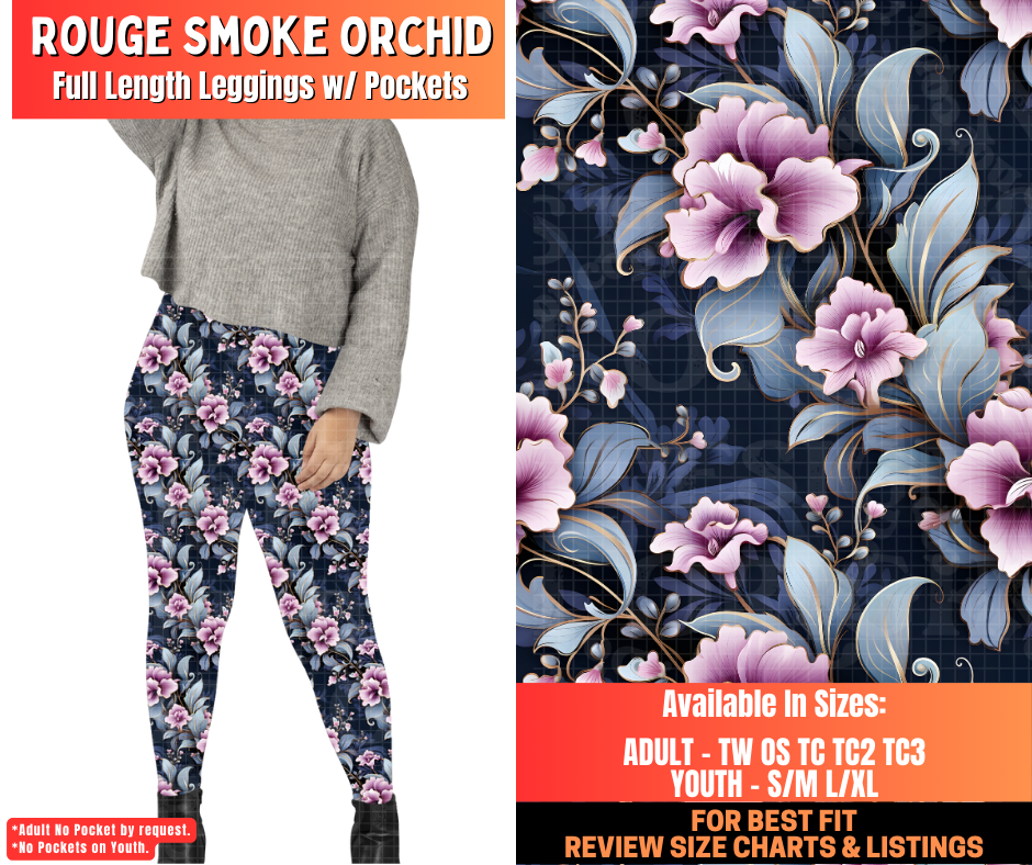 Preorder! Closes 12/29. ETA March. Rouge Smoke Orchid Full Length Leggings w/wo Pockets