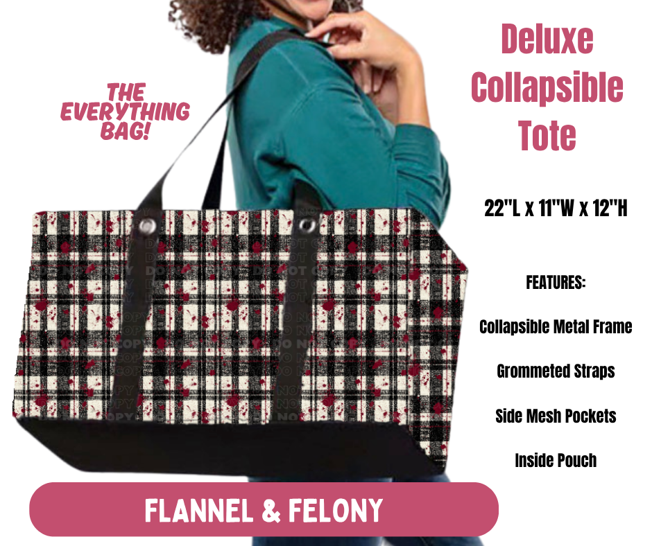 Preorder! Closes 10/8. ETA Jan. Flannel & Felony Collapsible Tote