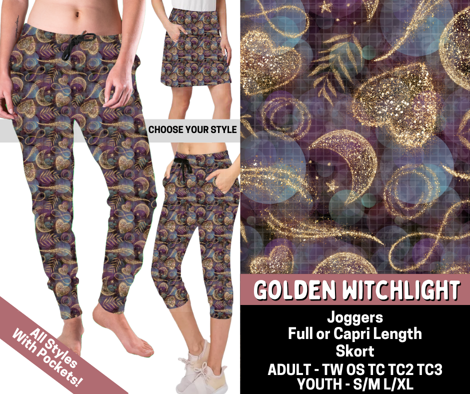 Preorder! Closes 6/11. ETA Sept. Golden Witchlight Combo Jogger Lengths & Skort