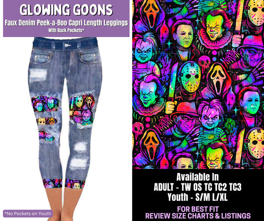 Preorder! Closes 12/18. ETA March. Glowing Goons Capri Faux Denim Peekaboo