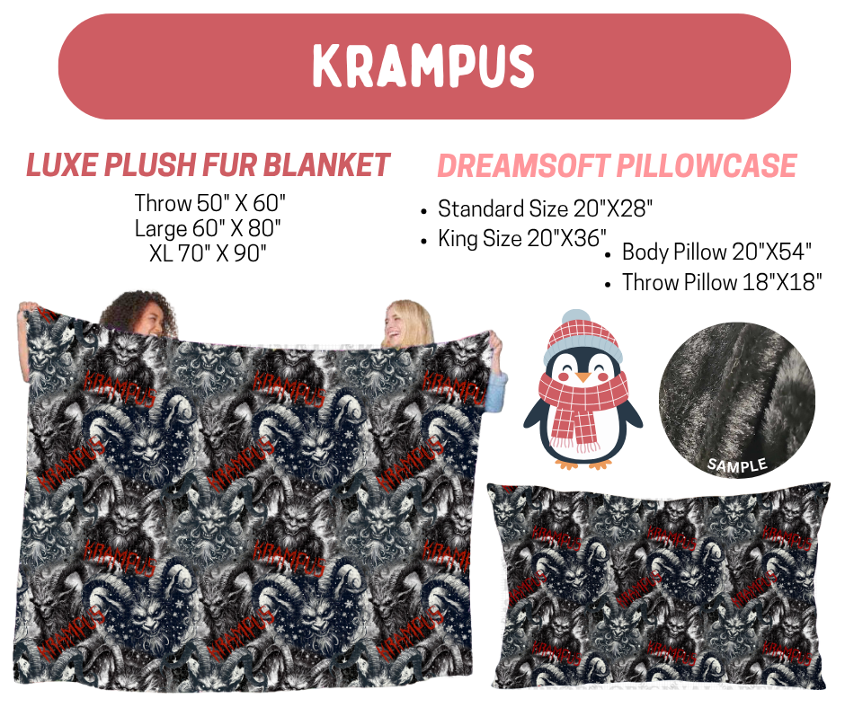 Preorder! Closes 8/17. ETA Nov. Krampus Luxe Plush Fur Blanket and/or DreamSoft Pillowcase