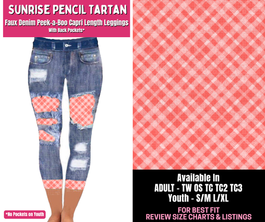 Preorder! Closes 1/1. ETA March. Sunrise Pencil Tartan Capri Faux Denim Peekaboo