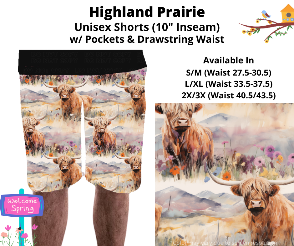 Preorder! Closes 1/27. ETA April. Highland Prairie Unisex Shorts