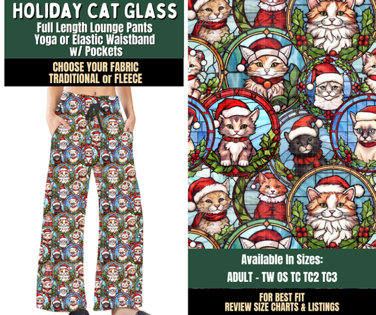 Preorder! Closes 8/12. ETA Nov. Holiday Cat Glass Lounge Pants Choose Fleece or Traditional
