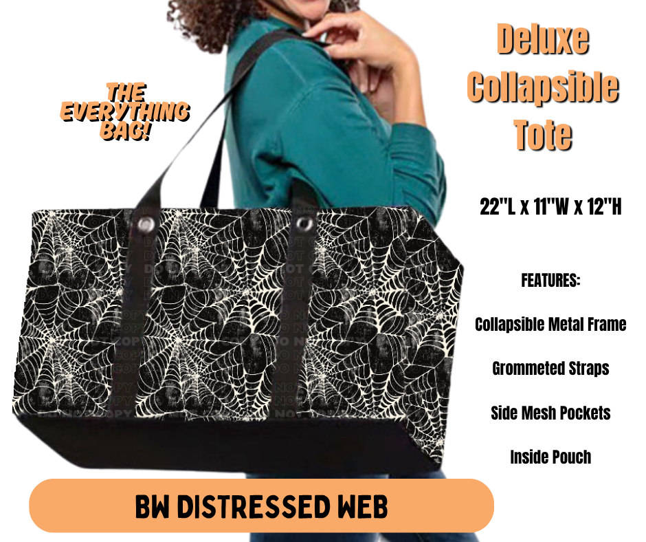Preorder! Closes 7/2. ETA Oct. BW Distressed Web Collapsible Tote