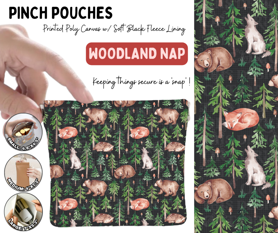 Preorder! Closes 8/19. ETA Nov. Woodland Nap Pinch Pouches in 3 Sizes